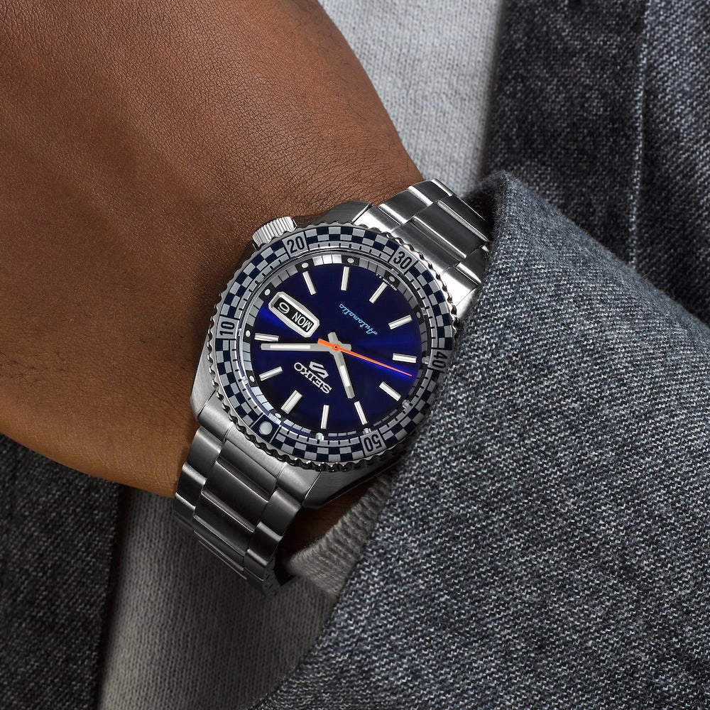 Seiko Watches Seiko 5 Sports Petrol Blue Checkered Flag Special Edition Watch D