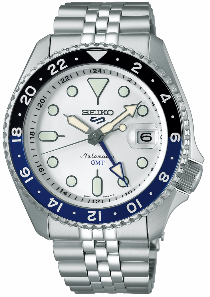Seiko Watches Seiko 5 Sports SKX GMT Sky Blue Silver Cloud Watch