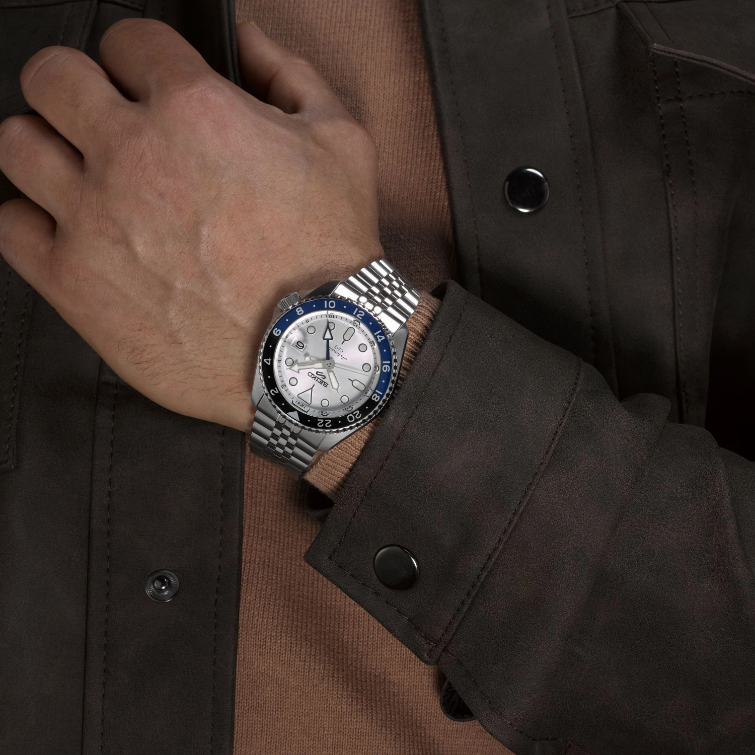 Seiko Watches Seiko 5 Sports SKX GMT Sky Blue Silver Cloud Watch