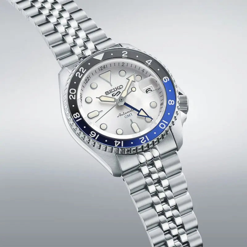 Seiko Watches Seiko 5 Sports SKX GMT Sky Blue Silver Cloud Watch