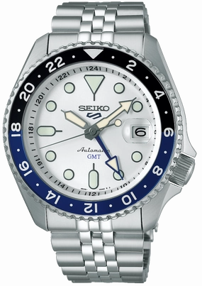 Seiko Watches Seiko 5 Sports SKX GMT Sky Blue Silver Cloud Watch