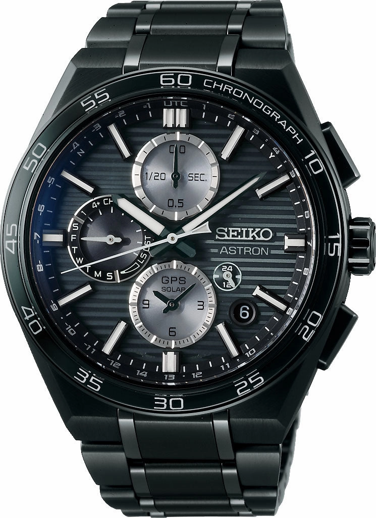 Seiko Watches Seiko Astron GPS Solar Dual Time Chronograph in Night Sky Black Watch Pre-Order