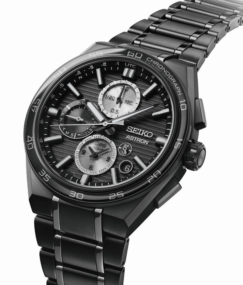 Seiko Watches Seiko Astron GPS Solar Dual Time Chronograph in Night Sky Black Watch Pre-Order