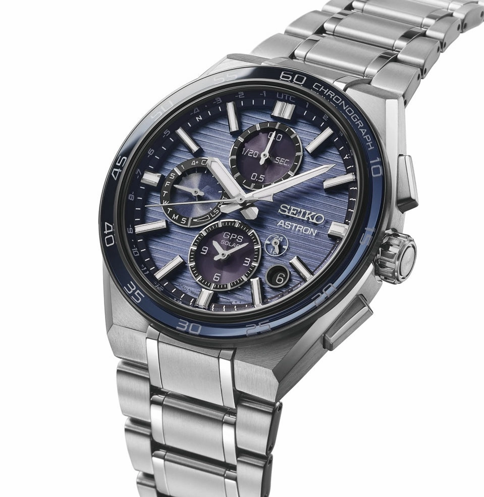 Seiko Watches Seiko Astron Watch GPS Solar Dual Time Chronograph in Slate Blue Pre-Order