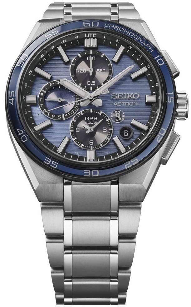 Seiko Watches Seiko Astron Watch GPS Solar Dual Time Chronograph in Slate Blue Pre-Order