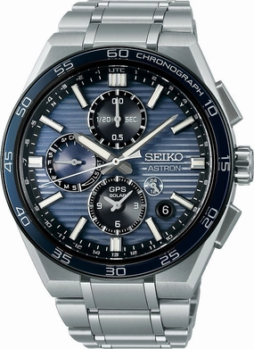 Seiko Watches Seiko Astron Watch GPS Solar Dual Time Chronograph in Slate Blue Pre-Order