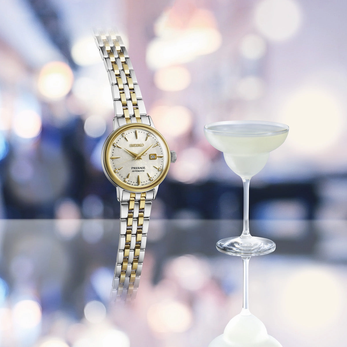 Seiko Watches Seiko Presage Cocktail Time White Lady Diamond Twist Watch