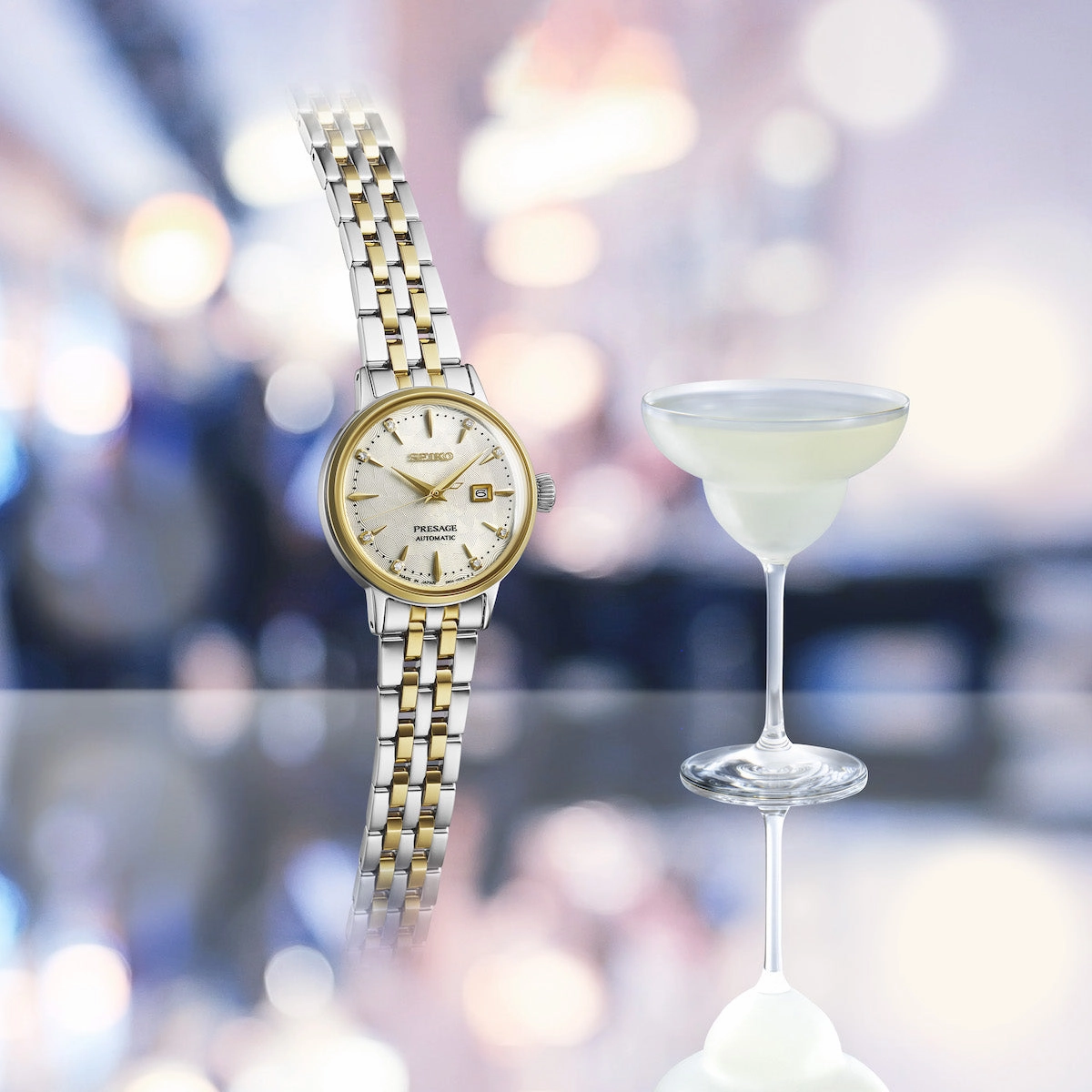 Seiko Watches Seiko Presage Cocktail Time White Lady Diamond Twist Watch