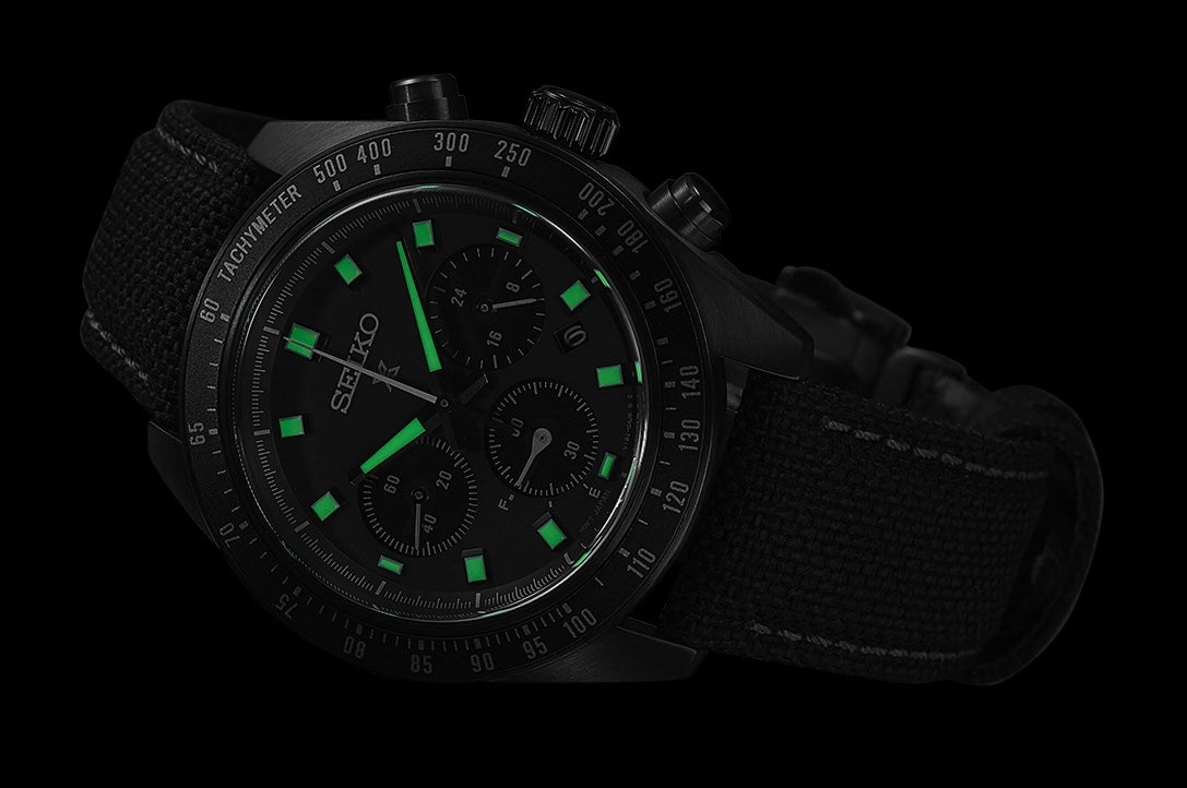 Seiko Watches Seiko Prospex Black Series Night Vision Solar Speedtimer Chronograph Watch