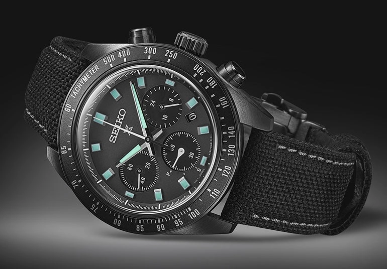 Seiko Watches Seiko Prospex Black Series Night Vision Solar Speedtimer Chronograph Watch