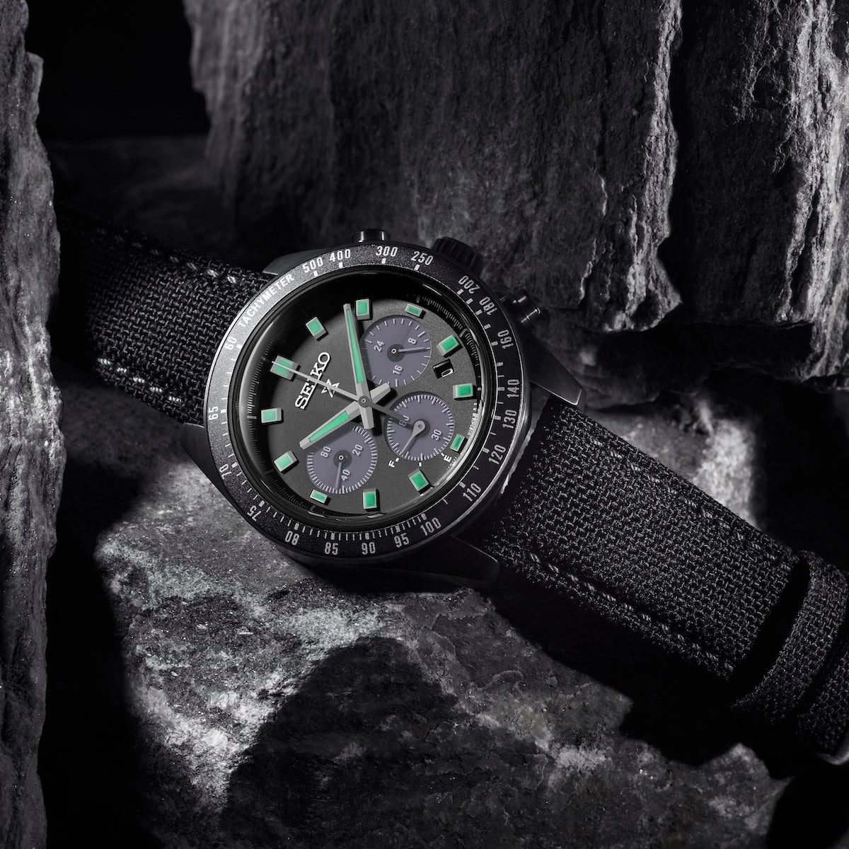 Seiko Watches Seiko Prospex Black Series Night Vision Solar Speedtimer Chronograph Watch