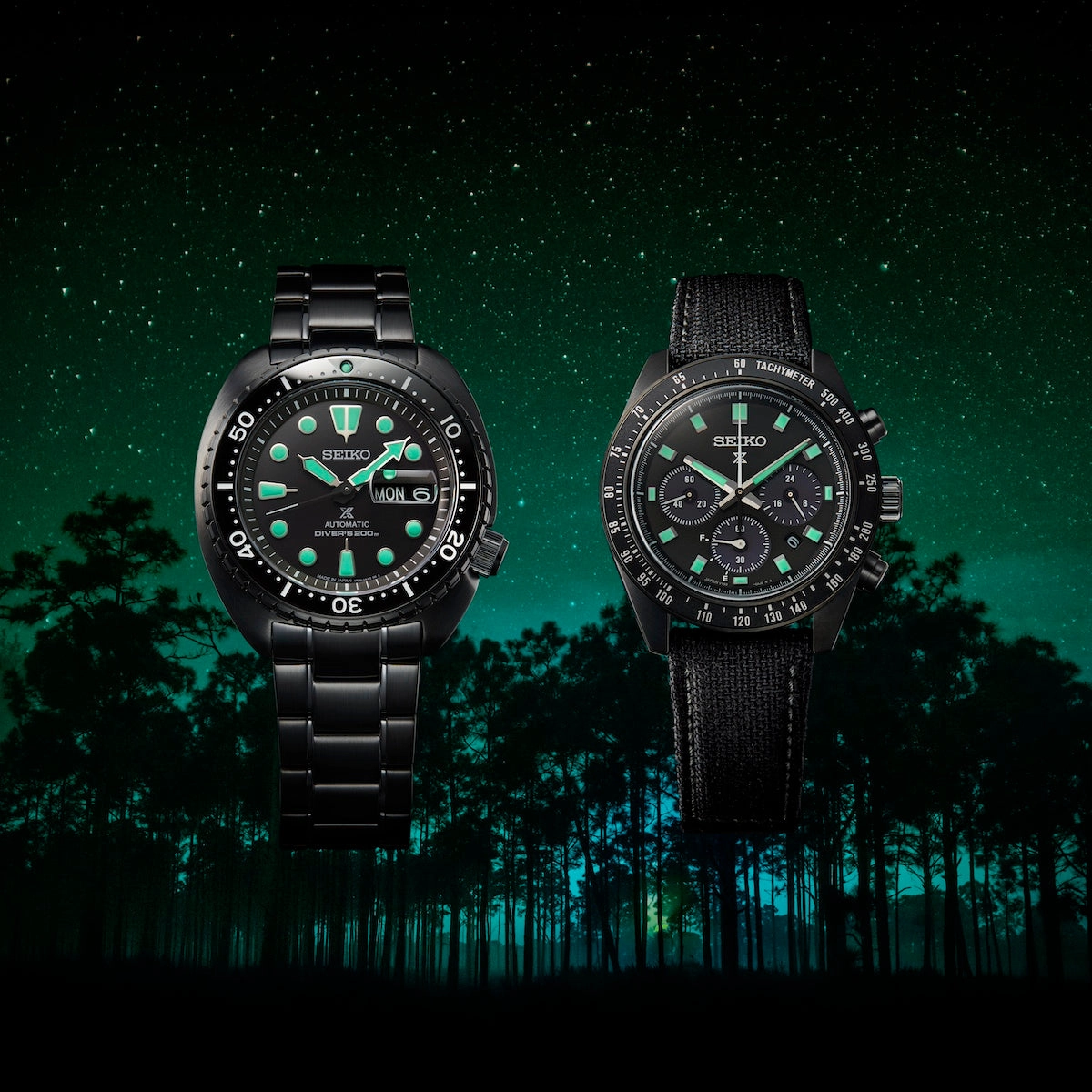 Seiko Watches Seiko Prospex Black Series Night Vision Turtle Diver Watch