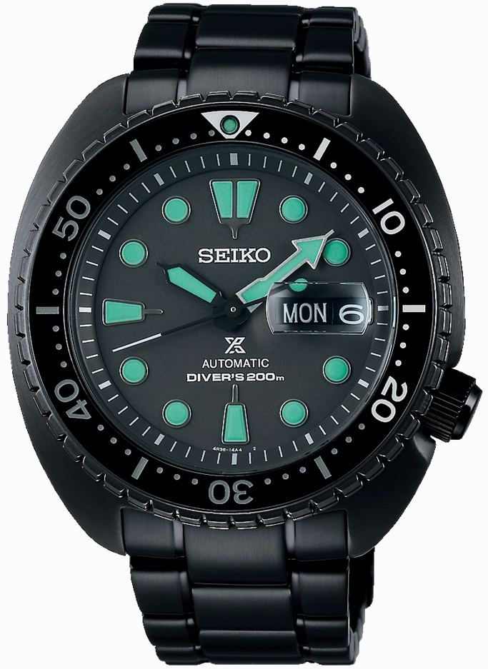Seiko Watches Seiko Prospex Black Series Night Vision Turtle Diver Watch