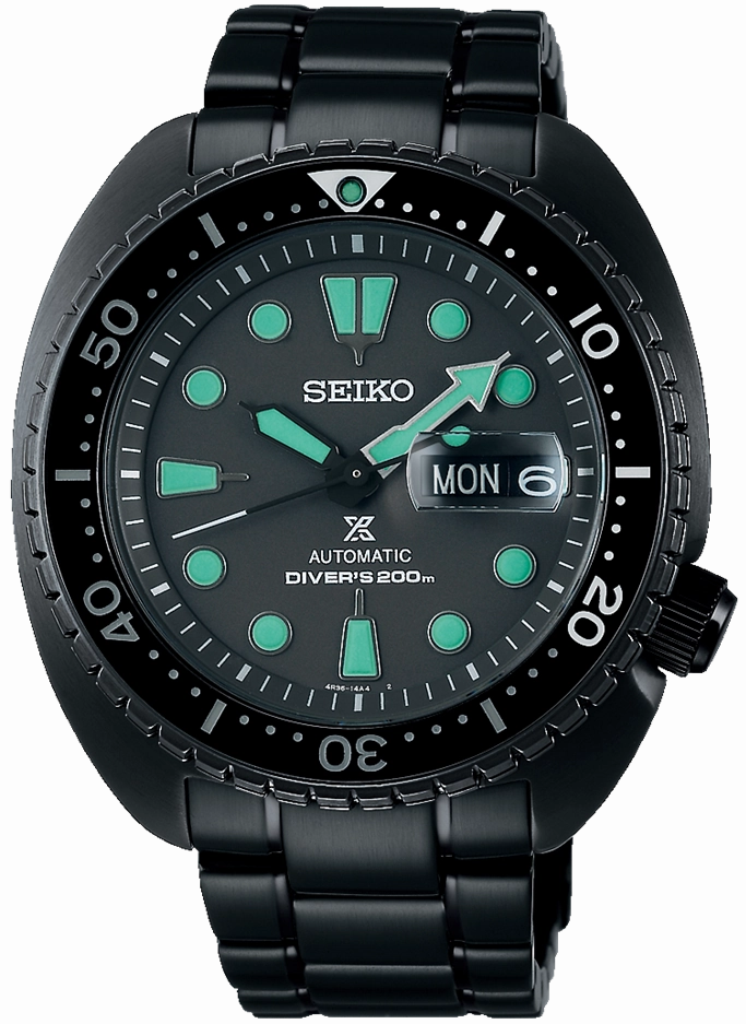 Seiko Watches Seiko Prospex Black Series Night Vision Turtle Diver Watch