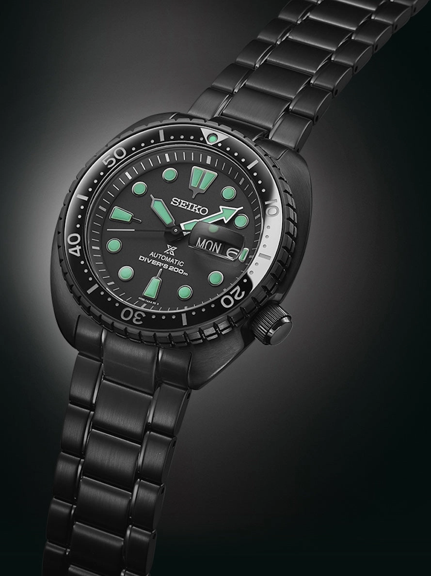 Seiko Watches Seiko Prospex Black Series Night Vision Turtle Diver Watch