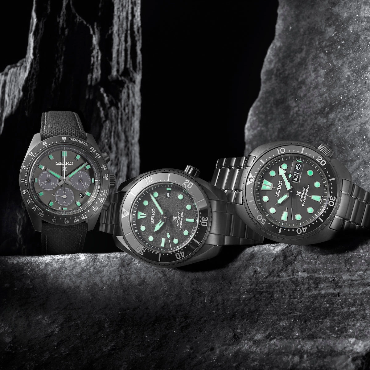 Seiko Watches Seiko Prospex Black Series Night Vision Turtle Diver Watch