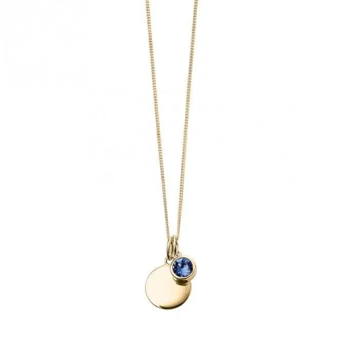 September Yellow Gold Plated Birthstone Engravable Disc Swarovski Necklace P5016 Beginnings Jewellery