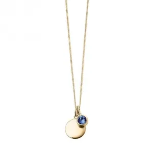 September Yellow Gold Plated Birthstone Engravable Disc Swarovski Necklace P5016 Beginnings Jewellery