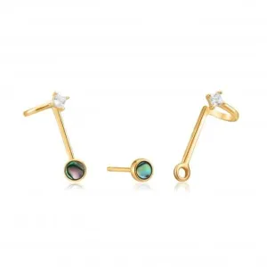 Shiny Gold Tidal Abalone Double Stud Earrings E027-03G Ania Haie Jewellery