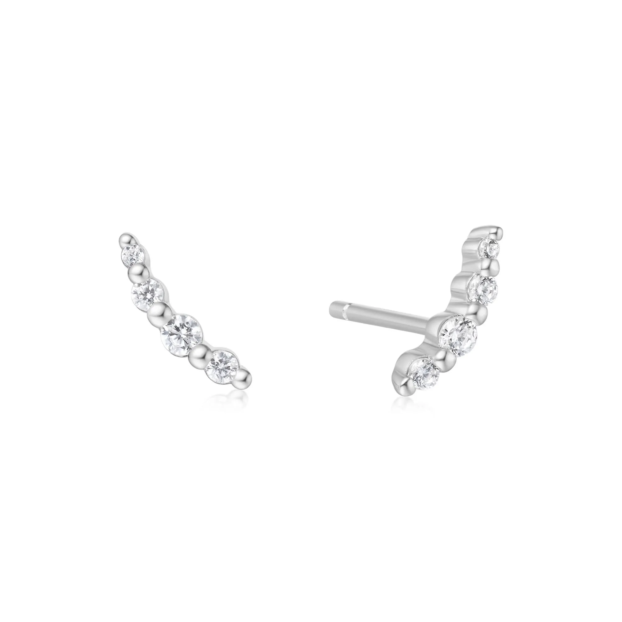 Silver Bezel Beaded Stone Stud Earrings E065-01H Ania Haie Jewellery