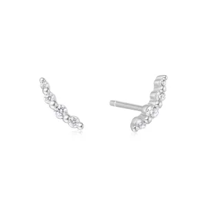 Silver Bezel Beaded Stone Stud Earrings E065-01H Ania Haie Jewellery