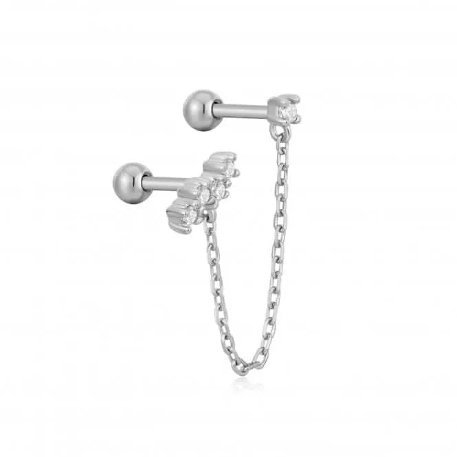 Silver Celestial Drop Chain Barbell Single Earring E047-10H Ania Haie Jewellery