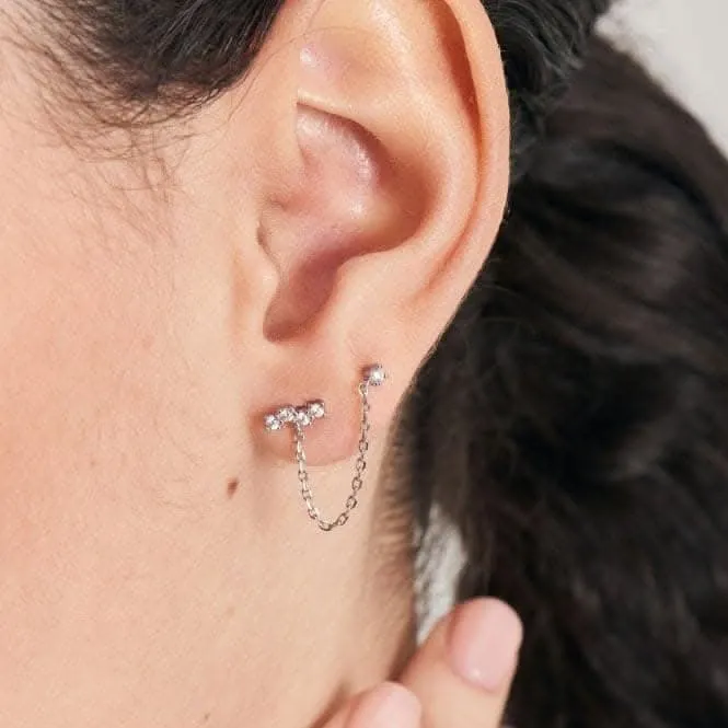 Silver Celestial Drop Chain Barbell Single Earring E047-10H Ania Haie Jewellery