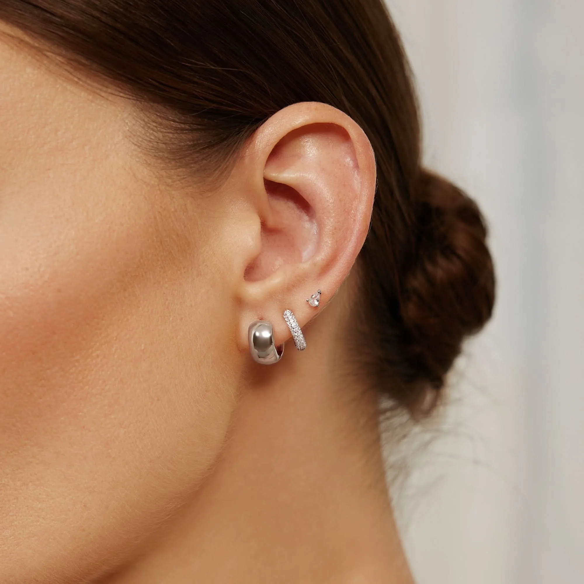 Silver Chubby Small Huggie Hoop Earrings E064-04H Ania Haie Jewellery