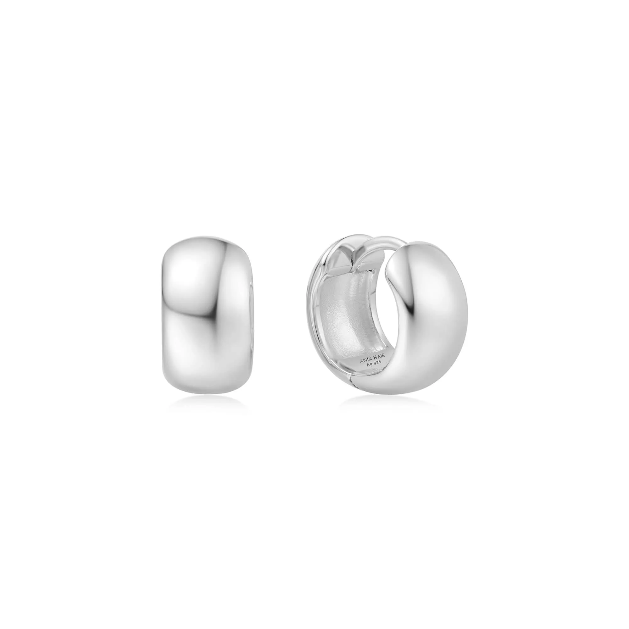 Silver Chubby Small Huggie Hoop Earrings E064-04H Ania Haie Jewellery