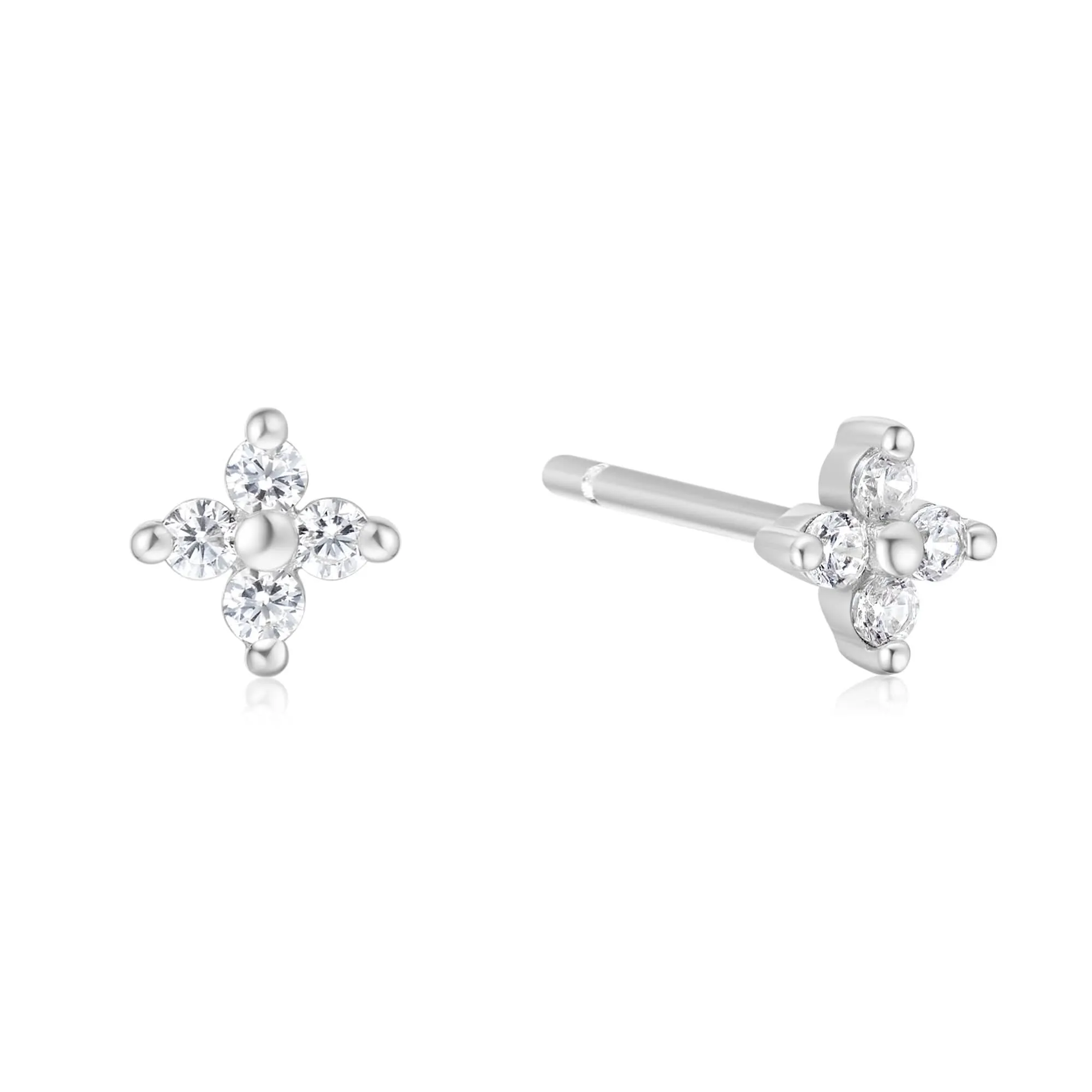 Silver Four-Petal Stud Earrings E064-01H Ania Haie Jewellery