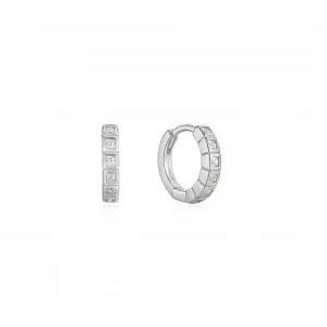 Silver Glam Huggie Hoop Earrings E037-05H Ania Haie Jewellery