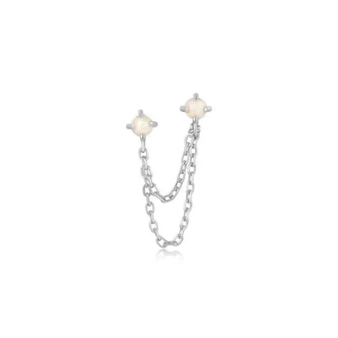 Silver Kyoto Opal Drop Chain Barbell Single Earring E047-06H Ania Haie Jewellery