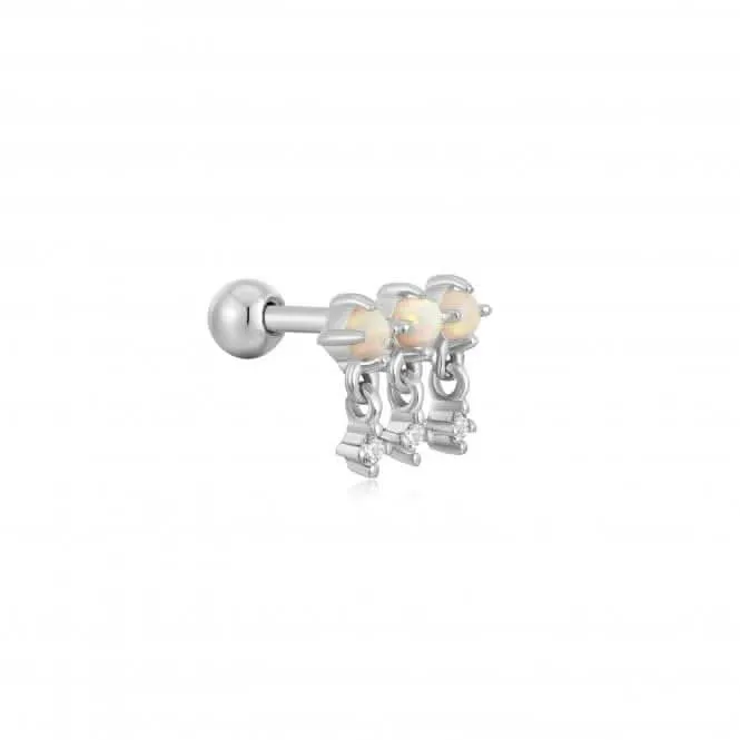 Silver Kyoto Opal Drop Sparkle Barbell Single Earring E047-04H Ania Haie Jewellery