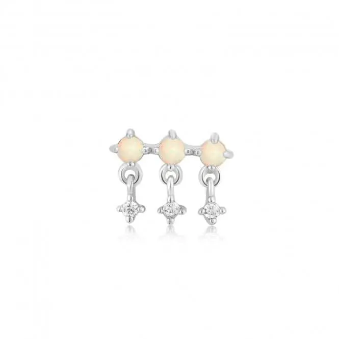 Silver Kyoto Opal Drop Sparkle Barbell Single Earring E047-04H Ania Haie Jewellery