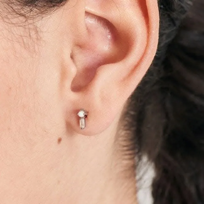 Silver Kyoto Opal Sparkle Barbell Single Earring E047-03H Ania Haie Jewellery