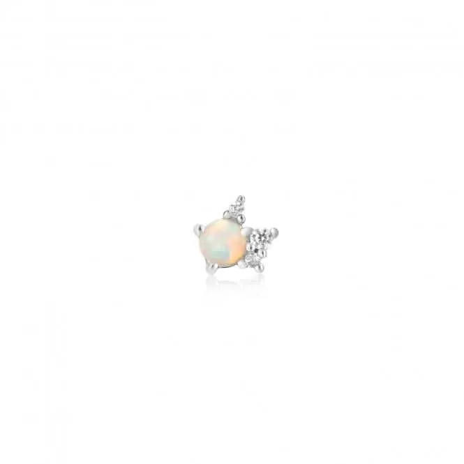 Silver Kyoto Opal Sparkle Crown Barbell Single Earring E047-05H Ania Haie Jewellery