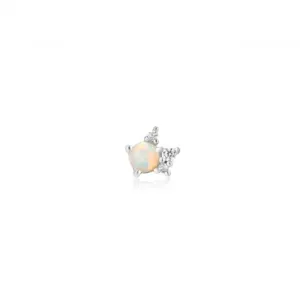 Silver Kyoto Opal Sparkle Crown Barbell Single Earring E047-05H Ania Haie Jewellery