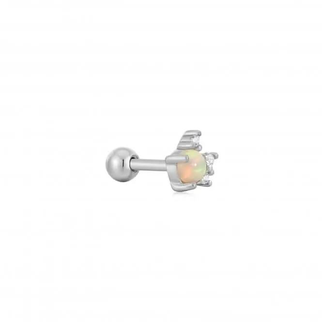 Silver Kyoto Opal Sparkle Crown Barbell Single Earring E047-05H Ania Haie Jewellery