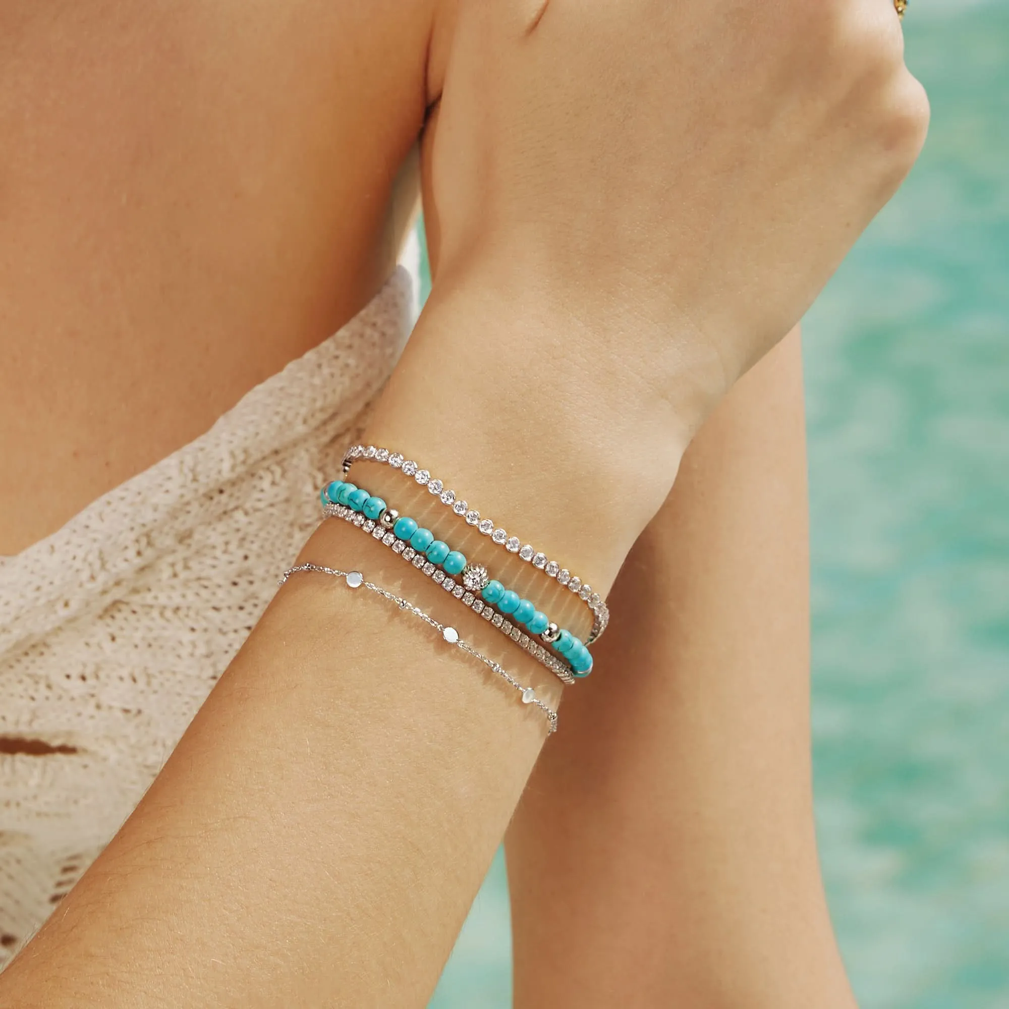 Silver Lab Created Turquoise Bracelet B063-04H Ania Haie Jewellery