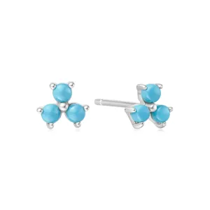 Silver Lab Created Turquoise Lotus Stud Earrings E063-04H Ania Haie Jewellery