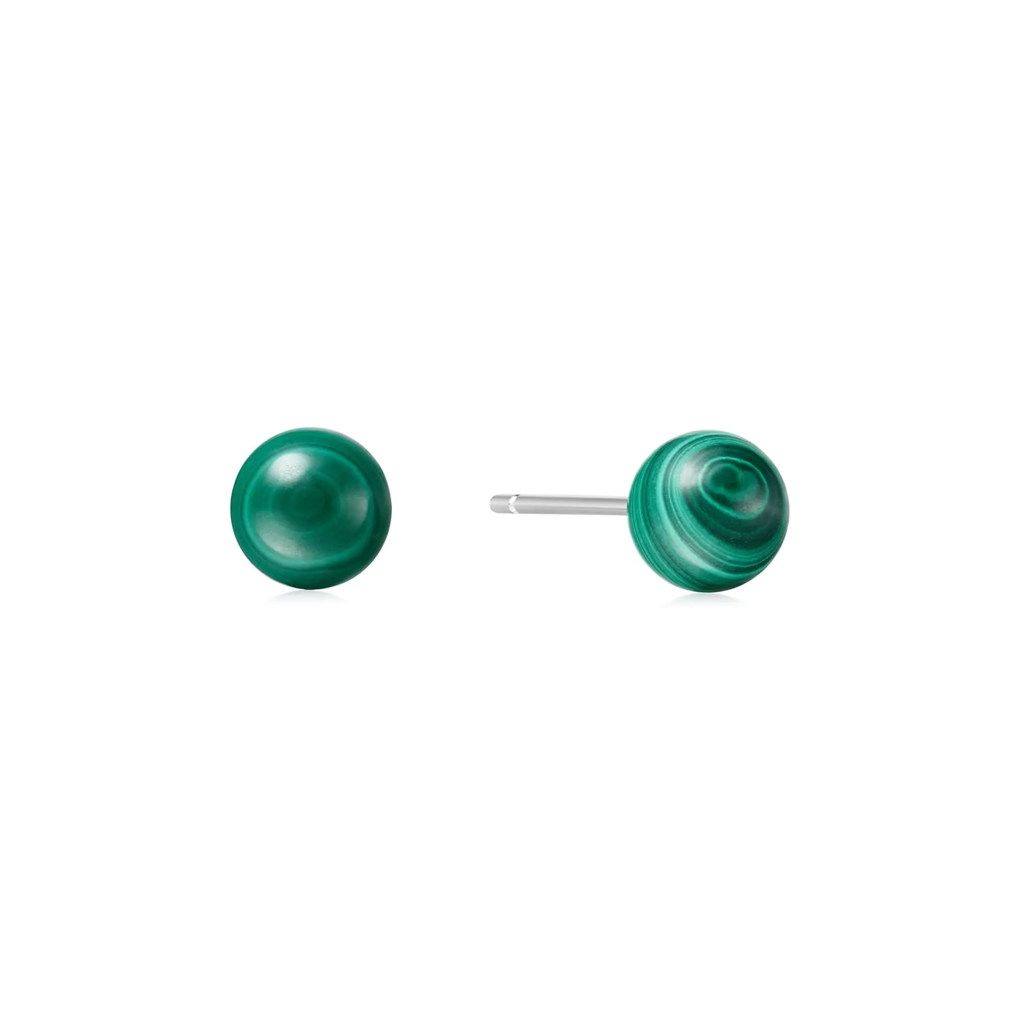 Silver Malachite Sphere Stud Earrings E063-02H Ania Haie Jewellery
