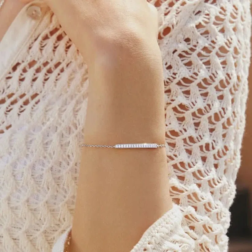 Silver Pavé Bar Bracelet B062-02H Ania Haie Jewellery