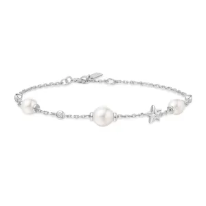 Silver Pearl and Star Station Bracelet B065-05H Ania Haie Jewellery