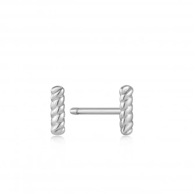 Silver Rope Bar Stud Earrings E036-01H Ania Haie Jewellery