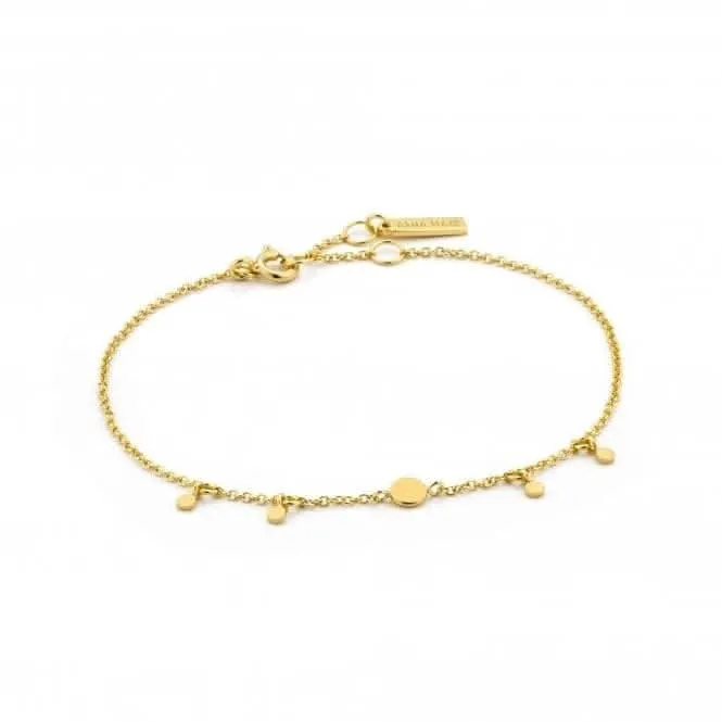 Silver Shiny Gold Plated Geometry Drop Discs Bracelet B005-03G Ania Haie Jewellery