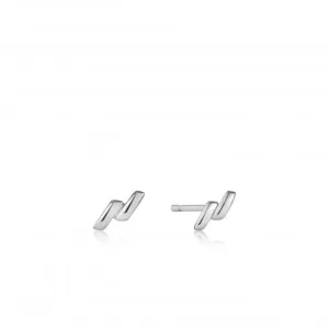 Silver Smooth Twist Stud Earrings E038-01H Ania Haie Jewellery