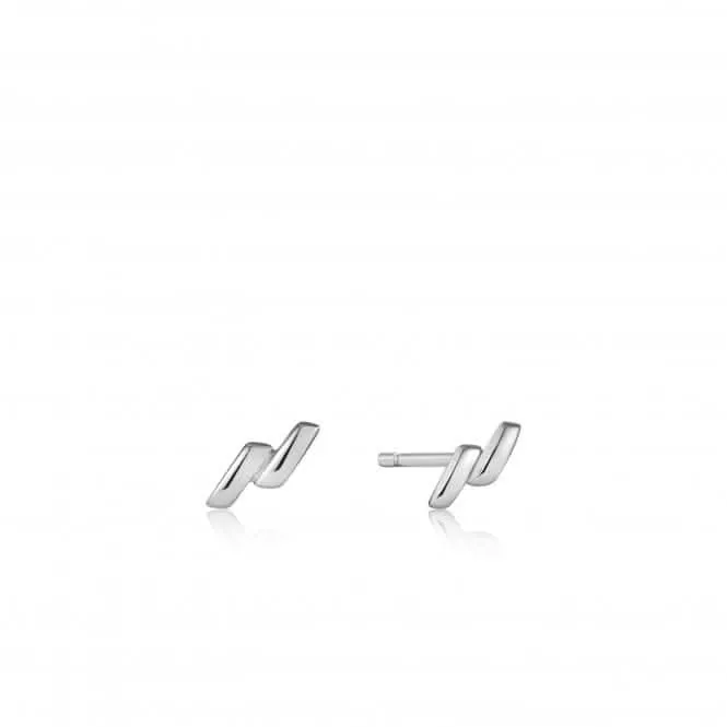 Silver Smooth Twist Stud Earrings E038-01H Ania Haie Jewellery