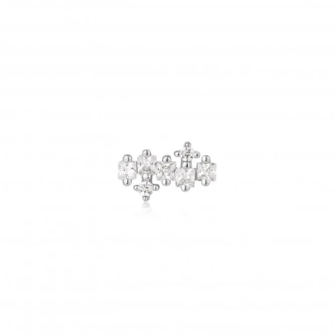 Silver Sparkle Cluster Climber Barbell Single Earring E047-12H Ania Haie Jewellery