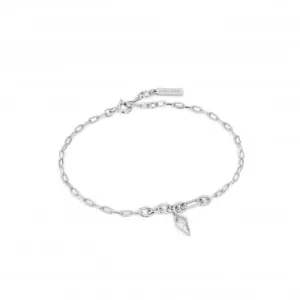 Silver Sparkle Drop Pendant Chunky Chain Bracelet B041-01H-W Ania Haie Jewellery