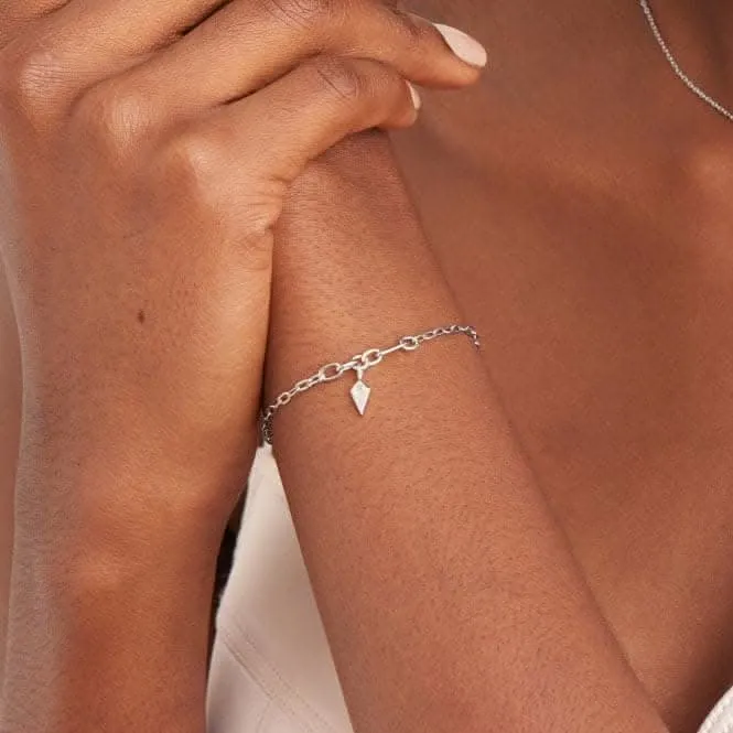 Silver Sparkle Drop Pendant Chunky Chain Bracelet B041-01H-W Ania Haie Jewellery